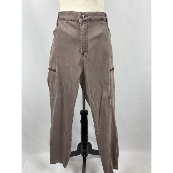 Pistola Topanga Cargo Jeans Brown Plus Size 18W Zip Pockets - Picture 2 of 10
